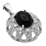 گردنبند عقیق سیاه نقره زنانه طرح عصمت