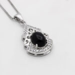 گردنبند عقیق سیاه نقره زنانه طرح مهدیه - Image 3