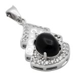 گردنبند عقیق سیاه نقره زنانه طرح مهدیه