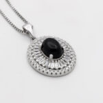 گردنبند عقیق سیاه نقره زنانه طرح ژابیر - Image 2