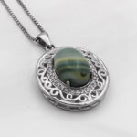 گردنبند عقیق سلیمانی نقره زنانه طرح سادنه - Image 2