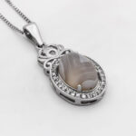 گردنبند عقیق سلیمانی نقره زنانه طرح شادی - Image 3