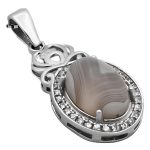 گردنبند عقیق سلیمانی نقره زنانه طرح شادی