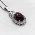 گردنبند عقیق سلیمانی نقره زنانه طرح شادی ۲ - Image 3