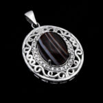 گردنبند عقیق سلیمانی نقره زنانه طرح سادنه ۲ - Image 4