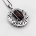 گردنبند عقیق سلیمانی نقره زنانه طرح سادنه ۲ - Image 2