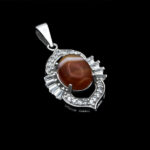 گردنبند عقیق سلیمانی نقره زنانه طرح ساتین - Image 4