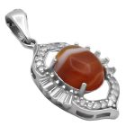 گردنبند عقیق سلیمانی نقره زنانه طرح ساتین