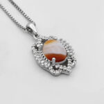 گردنبند عقیق سلیمانی نقره زنانه طرح دلسا - Image 2