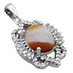 گردنبند عقیق سلیمانی نقره زنانه طرح دلسا