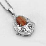 گردنبند عقیق سلیمانی نقره زنانه طرح ثریا - Image 2