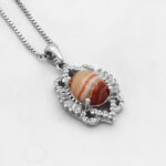 گردنبند عقیق سلیمانی نقره زنانه طرح دلسا ۲ - Image 2