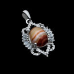 گردنبند عقیق سلیمانی نقره زنانه طرح دلسا ۲