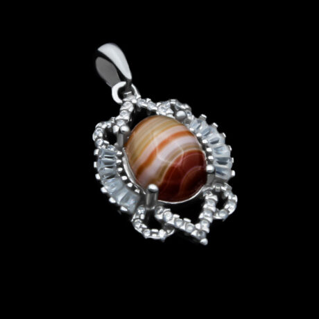 گردنبند عقیق سلیمانی نقره زنانه طرح دلسا ۲