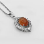 گردنبند عقیق سلیمانی نقره زنانه طرح ساتین ۲ - Image 3