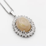 گردنبند عقیق باباقوری نقره زنانه طرح شمسه - Image 2
