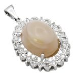 گردنبند عقیق باباقوری نقره زنانه طرح شمسه