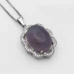 گردنبند عقیق کبود یمنی نقره زنانه طرح شمیمه - Image 2