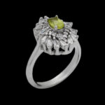 انگشتر زبرجد الماس تراش نقره زنانه طرح زکیا - Image 4