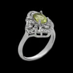 انگشتر زبرجد الماس تراش نقره زنانه طرح زلاله