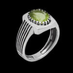 انگشتر زبرجد الماس تراش نقره مردانه طرح زیرک