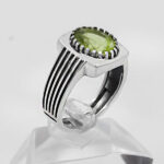 انگشتر زبرجد الماس تراش نقره مردانه طرح زیرک - Image 2