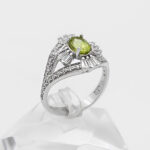 انگشتر زبرجد الماس تراش نقره زنانه طرح سعادت - Image 3