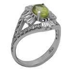 انگشتر زبرجد الماس تراش نقره زنانه طرح سعادت