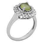 انگشتر زبرجد الماس تراش نقره زنانه طرح سلوان