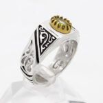 انگشتر زبرجد الماس تراش نقره مردانه طرح دورطلایی سهند - Image 2