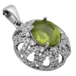 گردنبند زبرجد الماس تراش نقره زنانه طرح عصمت