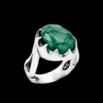 انگشتر زمرد الماس تراش نقره مردانه آرش