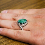 انگشتر زمرد الماس تراش نقره مردانه آرش - Image 2