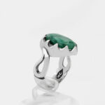 انگشتر زمرد الماس تراش نقره مردانه آرش - Image 4