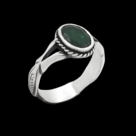 انگشتر زمرد الماس تراش نقره مردانه طرح بزرگمهر