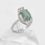 انگشتر زمرد زامبیا الماس تراش نقره زنانه طرح سحرناز - Image 3