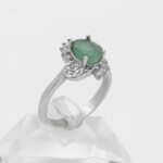 انگشتر زمرد زامبیا الماس تراش نقره زنانه طرح سرافشان - Image 3