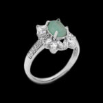 انگشتر زمرد زامبیا الماس تراش نقره زنانه طرح سروگل