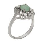 انگشتر زمرد زامبیا الماس تراش نقره زنانه طرح سنیه