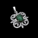 گردنبند زمرد الماس تراش نقره زنانه طرح چمن - Image 5