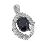 گردنبند یاقوت کبود الماس تراش نقره زنانه طرح درنا