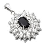 گردنبند یاقوت کبود الماس تراش نقره زنانه طرح دینا