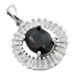 گردنبند یاقوت کبود الماس تراش نقره زنانه طرح دیبا