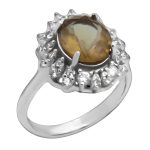 انگشتر الکساندریت الماس تراش نقره زنانه طرح سوریا