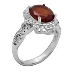 انگشتر گارنت الماس تراش نقره زنانه طرح سپیدخت