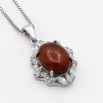 گردنبند نقره زنانه طرح رقیه با سنگ گارنت - Image 3