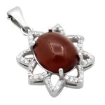 گردنبند نقره زنانه طرح خضرا با سنگ گارنت