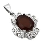 گردنبند نقره زنانه طرح سیما با سنگ گارنت الماس تراش