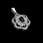 گردنبند نقره زنانه با سنگ گارنت الماس تراش طرح نرگس - Image 4