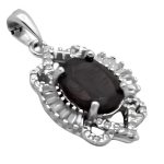 گردنبند گارنت الماس تراش نقره زنانه طرح دلسا